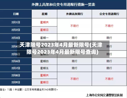 天津限号2023年4月最新限号(天津限号2023年4月最新限号查询)-第2张图片