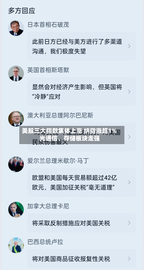 美股三大指数集体上涨 纳指涨超1% 光通信	、存储板块走强-第3张图片