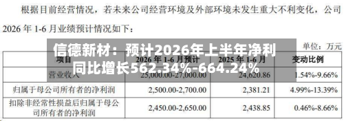 信德新材：预计2026年上半年净利同比增长562.34%-664.24%-第2张图片