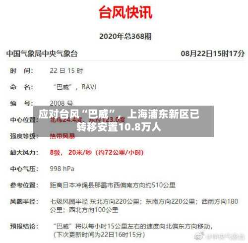 应对台风“巴威	”	，上海浦东新区已转移安置10.8万人-第3张图片