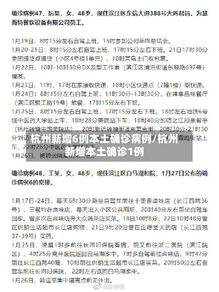 杭州新增6例本土确诊病例/杭州新增本土确诊1例