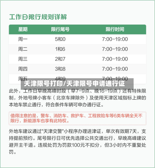 天津限号打印/天津限号申请通行证-第3张图片
