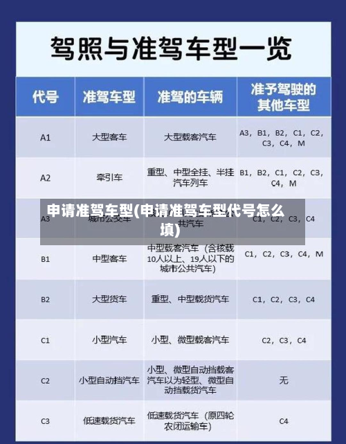 申请准驾车型(申请准驾车型代号怎么填)