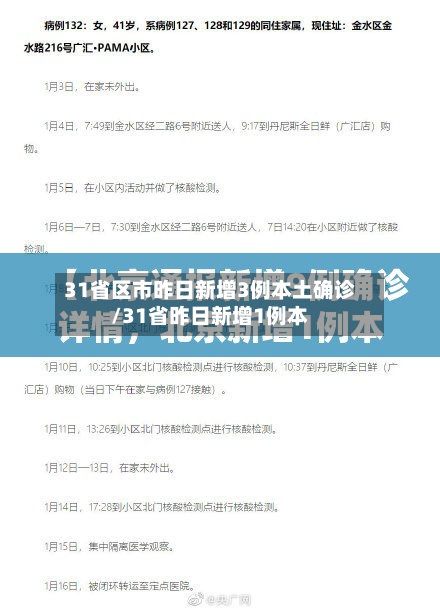 31省区市昨日新增3例本土确诊/31省昨日新增1例本-第3张图片