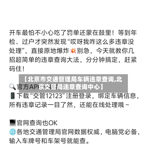 【北京市交通管理局车辆违章查询,北京交管局违章查询中心】-第2张图片