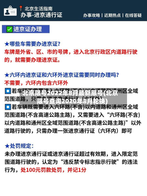 北京限号2022年8月最新限号(北京限号查询2020年8月轮换)-第2张图片