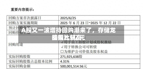A股又一波增持回购潮来了，存储龙头拟比较高回购2.5亿元