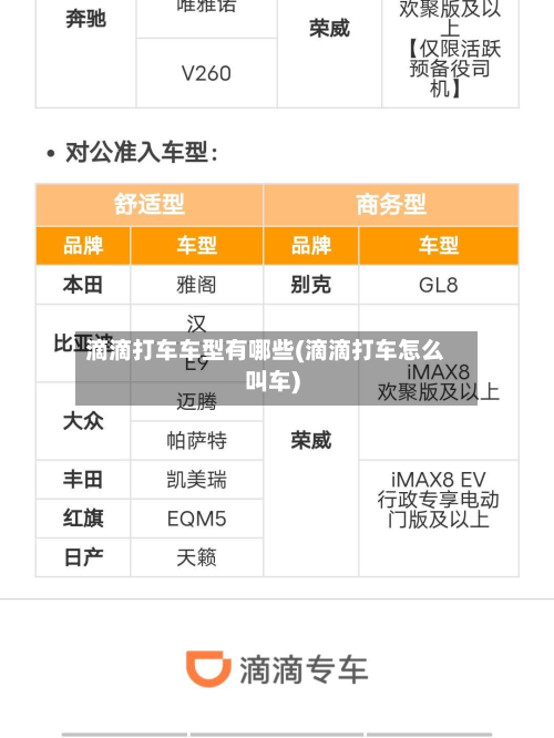 滴滴打车车型有哪些(滴滴打车怎么叫车)