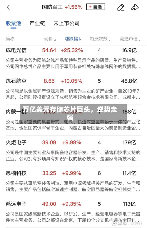 万亿美元存储芯片巨头，逆势走强
