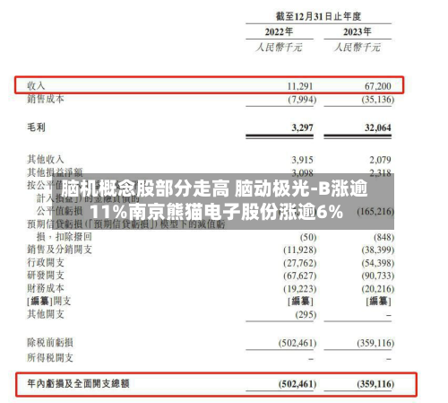 脑机概念股部分走高 脑动极光-B涨逾11%南京熊猫电子股份涨逾6%-第1张图片