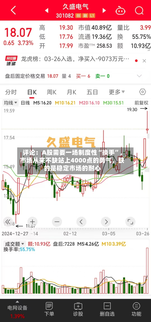 评论：A股需要一场制度性“换手	”，市场从来不缺站上4000点的勇气，缺的是稳定市场的耐心-第1张图片