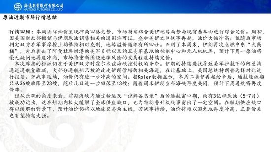 原油周报：美伊风波再起，地缘溢价快速回归